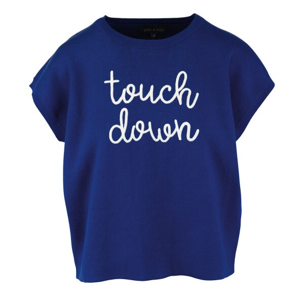 Women's short sleeve touch down royal blue sweater